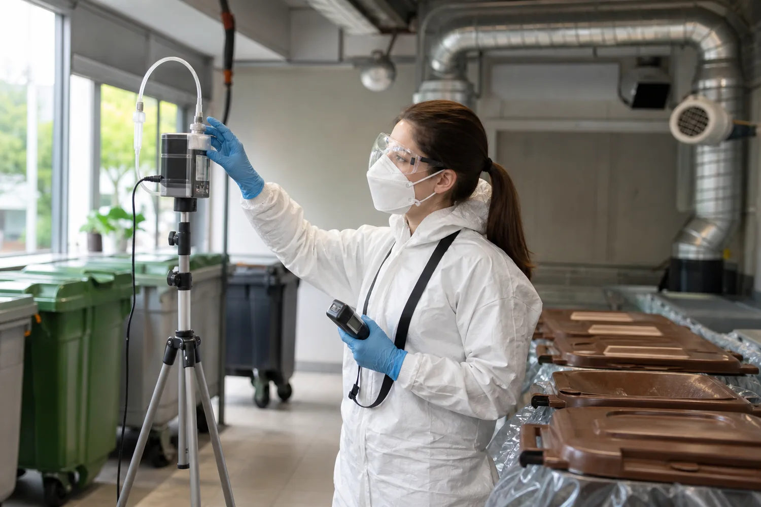 Sp&eacute;cialiste &eacute;valuant un environnement de travail expos&eacute; &agrave; des risques biologiques